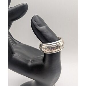 Silver Tone Spinner Band Ring Womens Size 7 Textured Pattern Wide Style